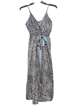 Red Marine Large Floral Geo Metric Polyester Summer Dress Breathable Elastic